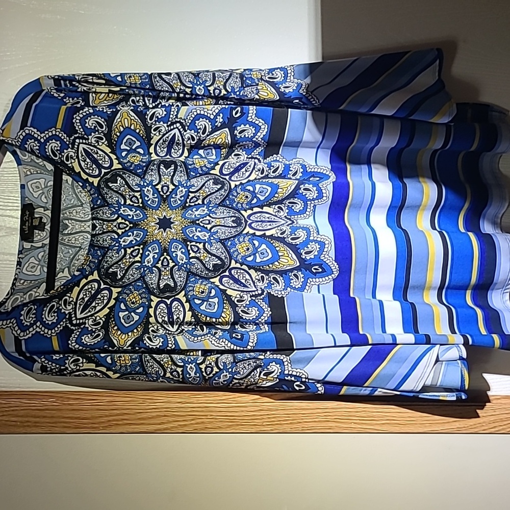 Blue blouse with bell sleeves
